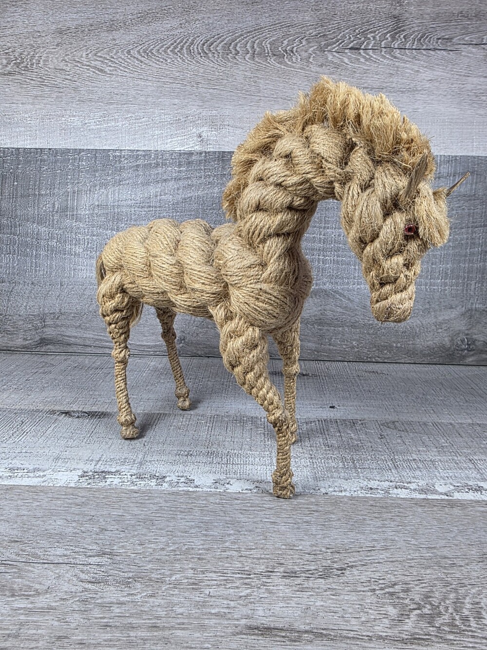 Kay Bojesen Jorgen Bloch Danish Mid Century Vtg Jute Woven Rope Horse 11" g30